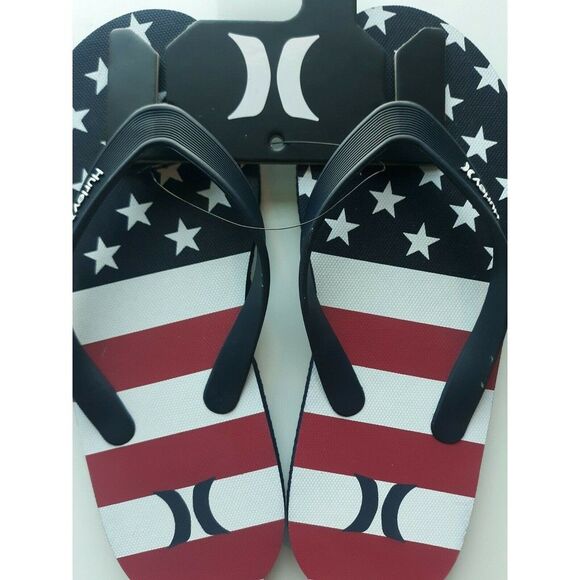 HURLEY Flip Flops Size 8 STARS & STRIPES PATRIOTIC Surf  Flip Flops Sandals Sz 8 - Picture 3 of 5